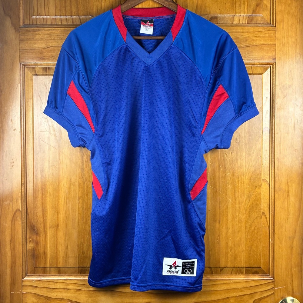 Alleson Athletic Youth Large Blue Red Mesh Football Jersey Practice Shirt L